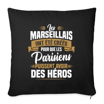 Les marseillais ont été créés pour les parisiens - Housse de coussin décorative 45 x 45 cm - noir - Devant