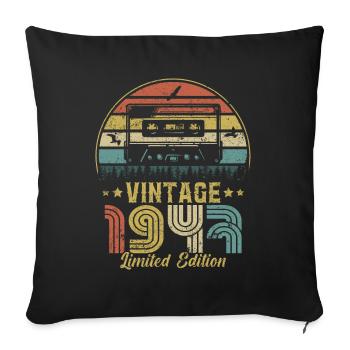 Vintage cassette 1947 - Sofa pillowcase 17,3'' x 17,3'' (45 x 45 cm) - black - Front