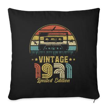 Vintage 1971 Cassette - Sofa pillowcase 17,3'' x 17,3'' (45 x 45 cm) - black - Front