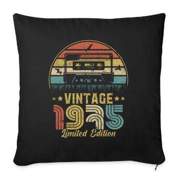 Cassette vintage 1975 - Housse de coussin décorative 45 x 45 cm - noir - Devant
