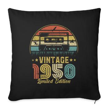 Vintage cassette 1950 - Sofa pillowcase 17,3'' x 17,3'' (45 x 45 cm) - black - Front