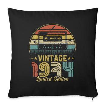 Vintage 1974 Cassette - Sofa pillowcase 17,3'' x 17,3'' (45 x 45 cm) - black - Front