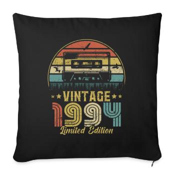 Cassette vintage 1994 - Housse de coussin décorative 45 x 45 cm - noir - Devant
