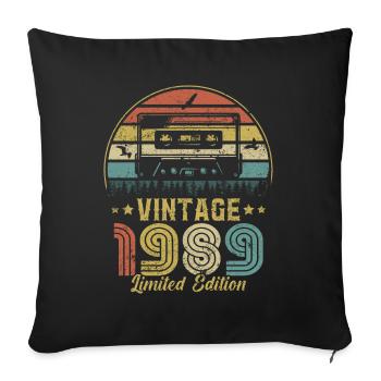 Vintage cassette 1989 - Sofa pillowcase 17,3'' x 17,3'' (45 x 45 cm) - black - Front