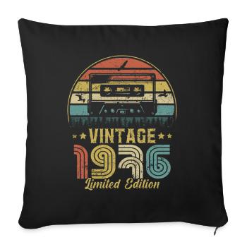 Vintage cassette 1976 - Sofa pillowcase 17,3'' x 17,3'' (45 x 45 cm) - black - Front