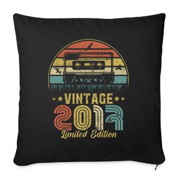 Vintage cassette 2017 - Sofa pillowcase 17,3'' x 17,3'' (45 x 45 cm) - black - Front