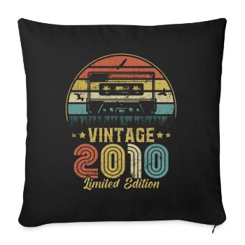 Vintage cassette 2010 - Sofa pillowcase 17,3'' x 17,3'' (45 x 45 cm) - black - Front