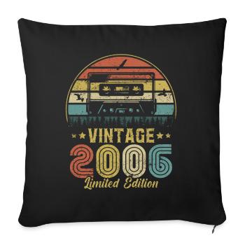 Vintage cassette 2006 - Sofa pillowcase 17,3'' x 17,3'' (45 x 45 cm) - black - Front