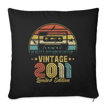 Vintage cassette 2011 - Sofa pillowcase 17,3'' x 17,3'' (45 x 45 cm) - black - Front