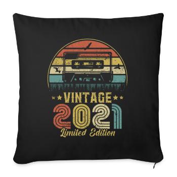 Vintage-Kassette 2021 - Sofakissenbezug 45 x 45 cm - Schwarz - Vorne