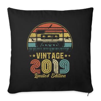 Vintage cassette 2019 - Sofa pillowcase 17,3'' x 17,3'' (45 x 45 cm) - black - Front