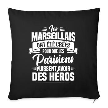 Les marseillais ont été créés pour les parisiens - Housse de coussin décorative 45 x 45 cm - noir - Devant