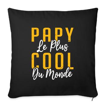 Papy le Plus Cool du monde - Housse de coussin décorative 45 x 45 cm - noir - Devant