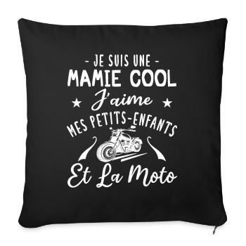 Mamie motarde carrément plus cool - Housse de coussin décorative 45 x 45 cm - noir - Devant