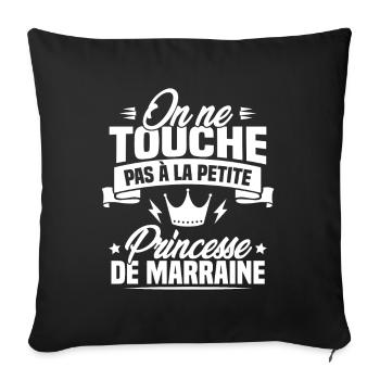 On ne touche pas à la petite princesse de marraine - Housse de coussin décorative 45 x 45 cm - noir - Devant