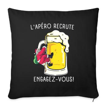 Humour Noel L'apéro Recrute Cadeau De Noel Drole - Housse de coussin décorative 45 x 45 cm - noir - Devant