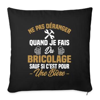 Ne pas déranger quand je fais du bricolage Humour - Housse de coussin décorative 45 x 45 cm - noir - Devant