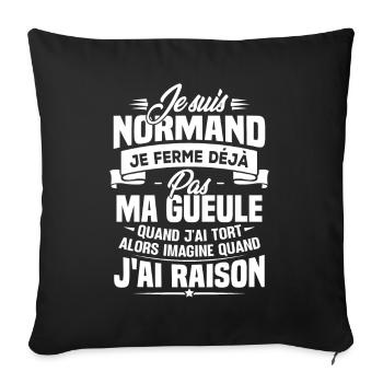 Humour cadeau Je suis Normand - Housse de coussin décorative 45 x 45 cm - noir - Devant