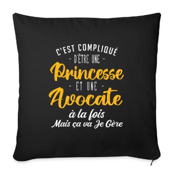 cadeau femme princesse avocate - Housse de coussin décorative 45 x 45 cm - noir - Devant