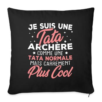 Je suis une tata archère - Housse de coussin décorative 45 x 45 cm - noir - Devant