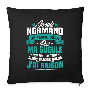 Humour cadeau Je suis Normand - Housse de coussin décorative 45 x 45 cm - noir - Devant