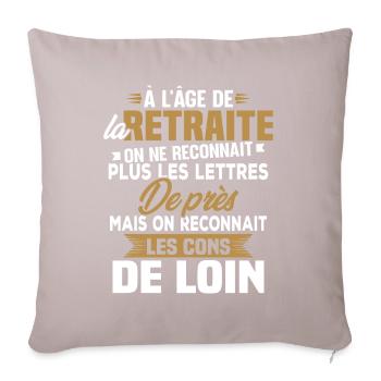 Avec l'age on reconnaît les cons de loin - Housse de coussin décorative 45 x 45 cm - taupe clair - Devant