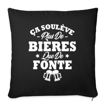 Ça soulève plus de bières que de fonte - Housse de coussin décorative 45 x 45 cm - noir - Devant
