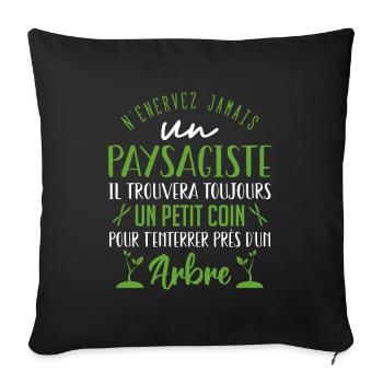 Paysagiste et jardinier cadeau humour - Housse de coussin décorative 45 x 45 cm - noir - Devant