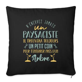 Paysagiste et jardinier cadeau humour - Housse de coussin décorative 45 x 45 cm - noir - Devant