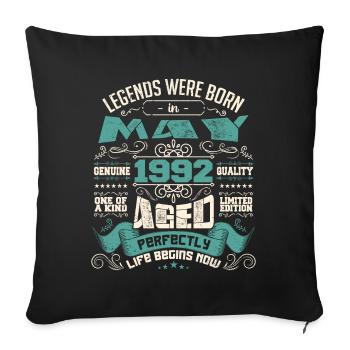 Legends were born in May 1992 | Limited Edition - Housse de coussin décorative 45 x 45 cm - noir - Devant