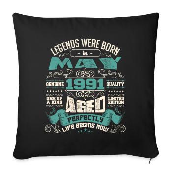 Legends were born in May 1991 | Limited Edition - Housse de coussin décorative 45 x 45 cm - noir - Devant