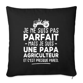 Pas parfait mais je suis une papa agriculteur - Housse de coussin décorative 45 x 45 cm - noir - Devant