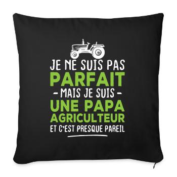 Pas parfait mais je suis une papa agriculteur - Housse de coussin décorative 45 x 45 cm - noir - Devant