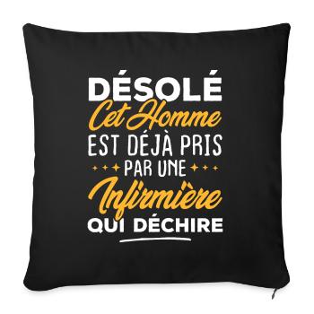Cet homme est déjà pris par une infirmière - Housse de coussin décorative 45 x 45 cm - noir - Devant