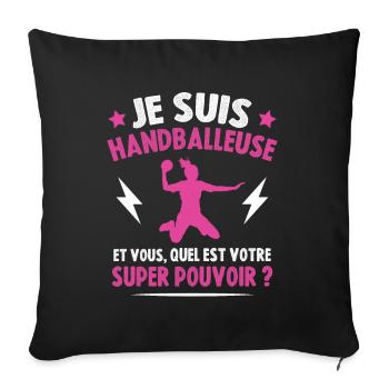 Handballeuse super-pouvoir - Housse de coussin décorative 45 x 45 cm - noir - Devant