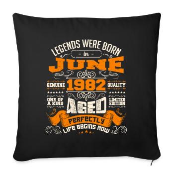 Legends were born in June 1982 | limited Edition - Housse de coussin décorative 45 x 45 cm - noir - Devant