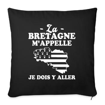 La bretagne m'appelle humour breton homme - Housse de coussin décorative 45 x 45 cm - noir - Devant