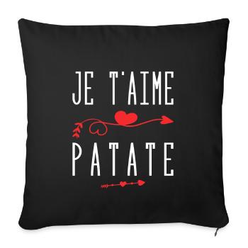 Je t'aime patate - Housse de coussin décorative 45 x 45 cm - noir - Devant