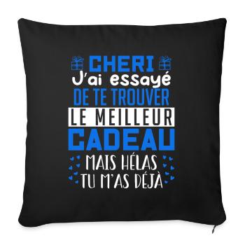 Chéri, cadeau pour la Saint Valentin - Housse de coussin décorative 45 x 45 cm - noir - Devant