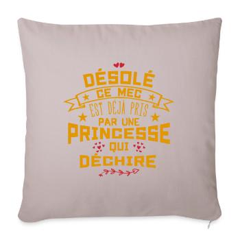 Désolé Ce Mec est déjà pris par une princesse - Housse de coussin décorative 45 x 45 cm - taupe clair - Devant