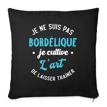 Pas Bordélique, je cultive l'art - Housse de coussin décorative 45 x 45 cm - noir - Devant