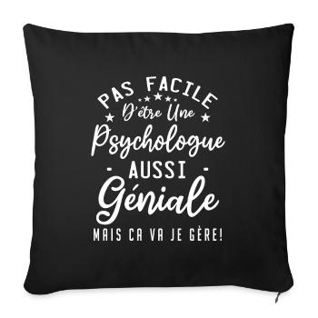 Psychologue - Housse de coussin décorative 45 x 45 cm - noir - Devant