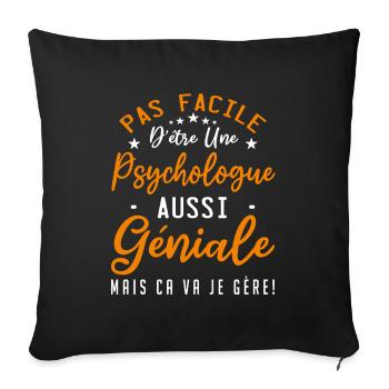 Psychologue - Housse de coussin décorative 45 x 45 cm - noir - Devant