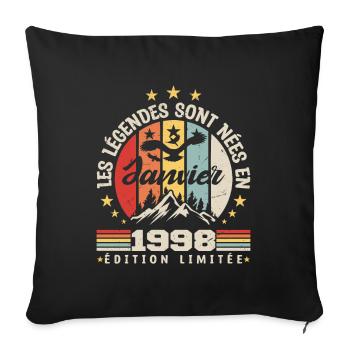 les légendes sont nées en 1998 janvier | cadeau - Housse de coussin décorative 45 x 45 cm - noir - Devant