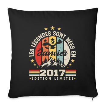 les légendes sont nées en 2017 janvier | cadeau - Housse de coussin décorative 45 x 45 cm - noir - Devant