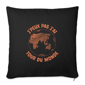 je peux pas j'ai tour du monde - Housse de coussin décorative 45 x 45 cm - noir - Devant