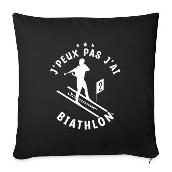 Je peux pas j'ai biathlon - Housse de coussin décorative 45 x 45 cm - noir - Devant