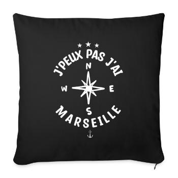 J'peux pas j'ai Marseille | cadeau - Housse de coussin décorative 45 x 45 cm - noir - Devant