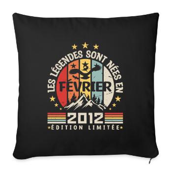 les légendes sont née en Février 2012 - Housse de coussin décorative 45 x 45 cm - noir - Devant