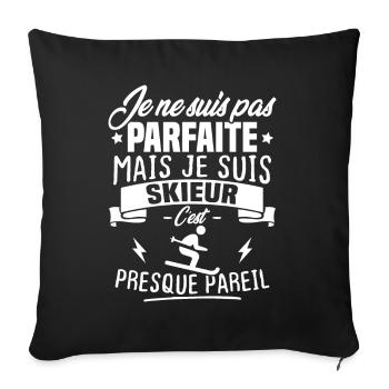 Pas parfaite mais je suis skieur - Housse de coussin décorative 45 x 45 cm - noir - Devant